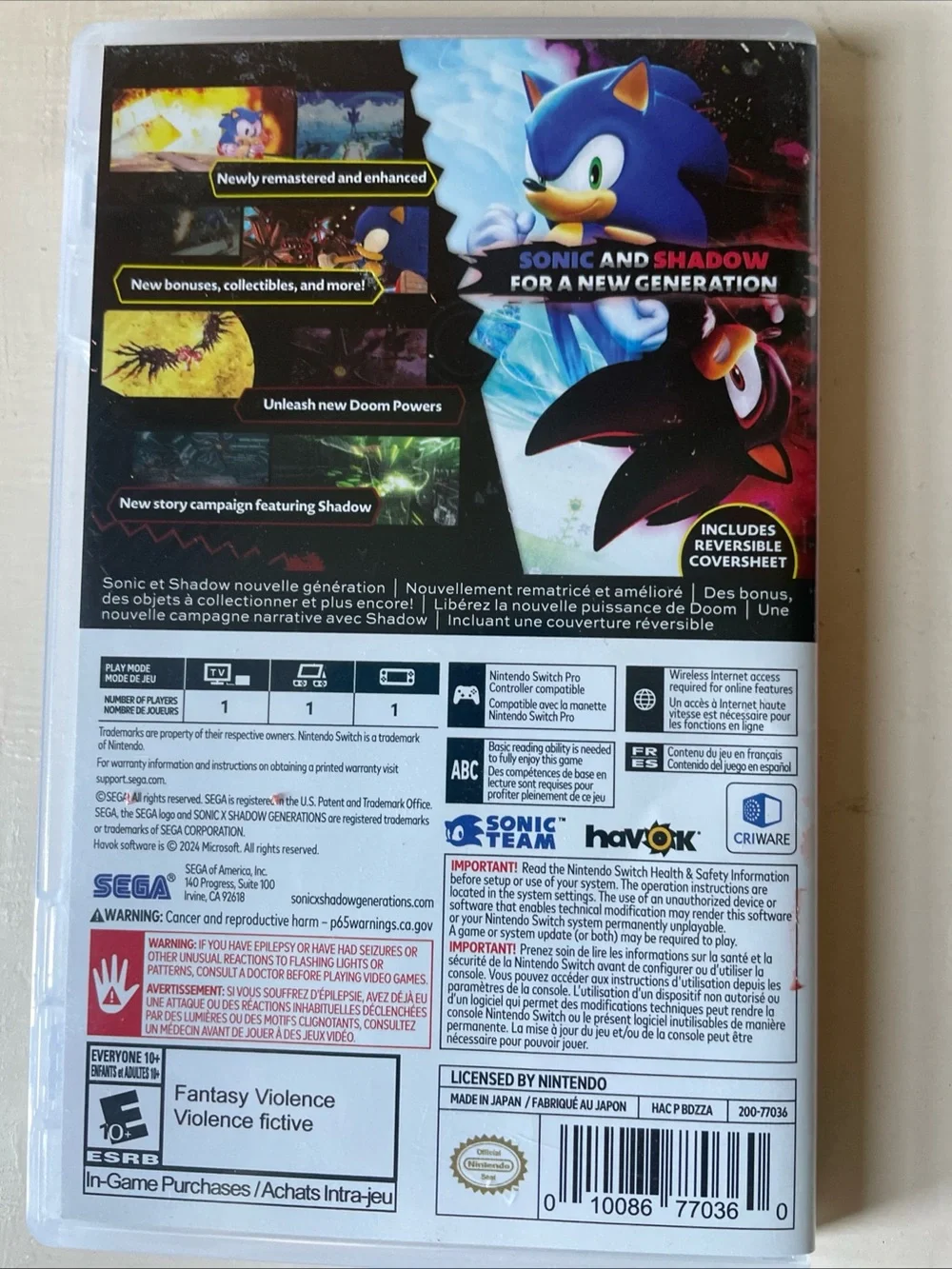 Sonic x Shadow Generations Day One Edition - Nintendo Switch (Red, Black)
